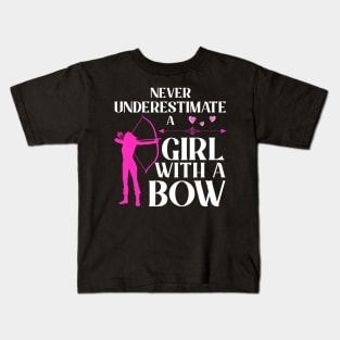 Never Underestimate A Girl With A Bow Kids T-Shirt